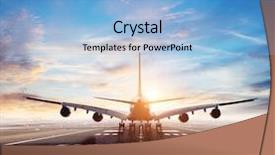  Presentation with runway - Colorful presentation theme enhanced with commercial jetliner taking of runway backdrop and a light blue colored foreground