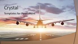  Presentation with runway - Amazing slide deck having commercial jetliner taking of runway backdrop and a light blue colored foreground