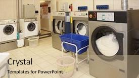  Presentation with commercial - PPT theme having commercial laundry interior shot background and a lemonade colored foreground
