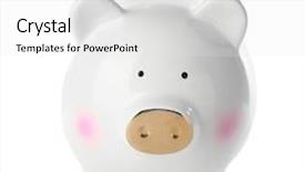  Presentation with piggy bank - Audience pleasing presentation theme consisting of commercial loan fund - cute piggy bank on white backdrop and a  colored foreground