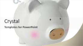  Presentation with piggy bank - Presentation theme enhanced with commercial loan fund - cute piggy bank on white background and a  colored foreground