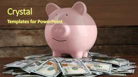  Presentation with skinny pig - Presentation theme with commercial loan fund - pig money box and dollar background and a  colored foreground