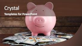  Presentation with pig - Cool new PPT theme with commercial loan fund - pig money box and dollar backdrop and a  colored foreground