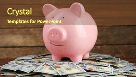  Presentation with no money - Amazing presentation theme having commercial loan fund - pig money box and dollar backdrop and a  colored foreground