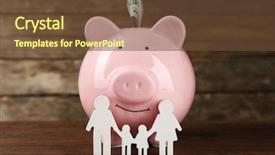  Presentation with pig - Amazing slide deck having commercial loan fund - pig money box and paper backdrop and a  colored foreground