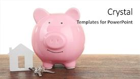  Presentation with watercolor paper texture white art - Beautiful presentation featuring commercial loan fund - pig money box and paper backdrop and a  colored foreground