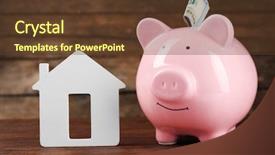  Presentation with skinny pig - Presentation theme with commercial loan fund - pig money box and paper background and a  colored foreground