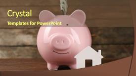  Presentation with year of the pig - Cool new presentation design with commercial loan fund - pig money box and paper backdrop and a tawny brown colored foreground