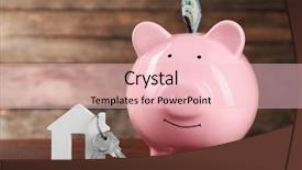  Presentation with money volt - Presentation design consisting of commercial loan fund - pig money box and paper background and a lemonade colored foreground