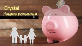  Presentation with decor - Slide deck enhanced with commercial loan fund - pig money box and paper background and a tawny brown colored foreground