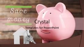  Presentation with pig - Slide set with commercial loan fund - pig money box and paper background and a  colored foreground