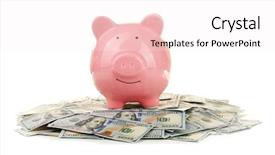  Presentation with pig - Audience pleasing presentation consisting of commercial loan fund - pig moneybox and dollar banknotes backdrop and a  colored foreground