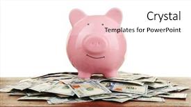  Presentation with sports table tennis two ping - Amazing presentation theme having commercial loan fund - pig moneybox and dollar banknotes backdrop and a  colored foreground