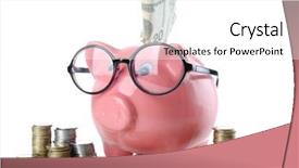  Presentation with piggy bank is evil - Slide deck featuring commercial loan fund - piggy bank isolated on white background and a white colored foreground