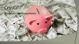  Presentation with banking bank vault door - PPT theme having commercial loan fund - piggy bank on money background background and a  colored foreground