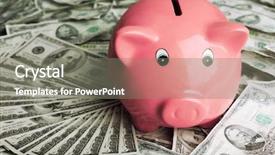  Presentation with accounting financial bank banking account - Theme consisting of commercial loan fund - piggy bank on money background background and a gray colored foreground