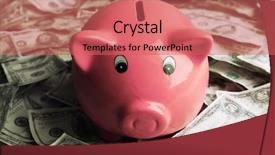  Presentation with piggy bank - Presentation having commercial loan fund - piggy bank on money background background and a coral colored foreground