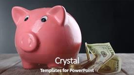  Presentation with piggy bank - Amazing theme having commercial loan fund - piggy bank on wooden table backdrop and a  colored foreground