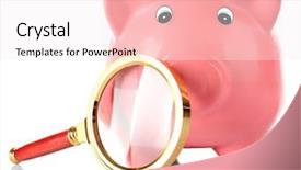  Presentation with magnifying glass - Presentation design consisting of commercial loan fund - piggy bank with magnifying glass background and a sky blue colored foreground