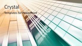  Presentation with high rise building - Slides featuring commercial modern city of future background and a lemonade colored foreground