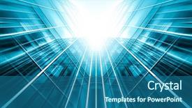  Presentation with tech city - Audience pleasing theme consisting of commercial modern city of future backdrop and a ocean colored foreground