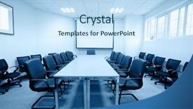  Presentation with meeting - PPT theme consisting of commercial office space - meeting room interior background and a  colored foreground
