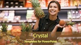  Presentation with lady - Presentation theme featuring commercial place - photo of happy young lady background and a tawny brown colored foreground