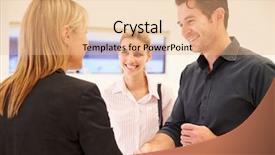  Presentation with shaking hands - Amazing PPT theme having commercial property lease - estate agent shaking hands backdrop and a coral colored foreground