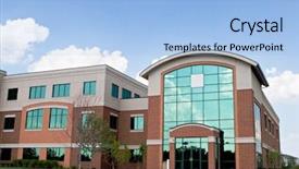  Presentation with commercial real estate - Colorful PPT theme enhanced with commercial real estate - corporate building backdrop and a light blue colored foreground