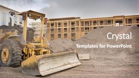  Presentation with bulldozer - Amazing theme having commercial real estate - industrial bulldozer on construction site backdrop and a coral colored foreground
