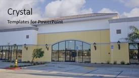  Presentation with retail - Cool new PPT layouts with commercial real estate - majestic vacant retail building ready backdrop and a light blue colored foreground