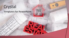  Presentation with commercial real estate - PPT theme having commercial real estate and architectural background and a light gray colored foreground