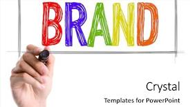  Presentation with brand - Audience pleasing PPT theme consisting of commercial relations - hand with marker writing backdrop and a white colored foreground