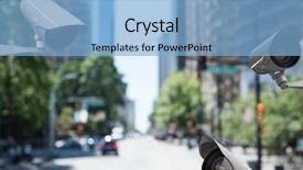  Presentation with cctv - Cool new slide deck with commercial security camera surveillance - digital composite of 3 cctv backdrop and a light blue colored foreground