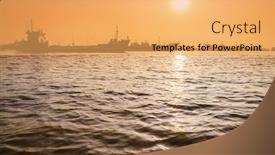  Presentation with commercial - Colorful presentation design enhanced with commercial-ships-on-anchorage backdrop and a yellow colored foreground