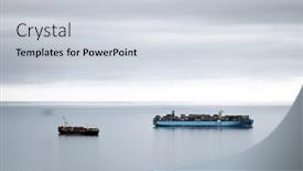  Presentation with stormy sea - Slide set having commercial-ships-on-the-sea background and a lemonade colored foreground