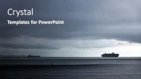  Presentation with stormy sea - PPT layouts enhanced with commercial-ships-on-the-sea background and a ocean colored foreground