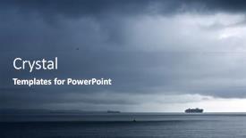  Presentation with stormy sea - PPT theme with commercial-ships-on-the-sea background and a ocean colored foreground