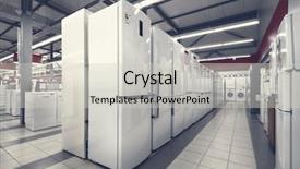  Presentation with china washing - PPT theme with rows of fridges and washing background and a soft green colored foreground