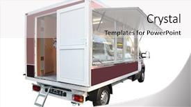  Presentation with science sales - Slide deck enhanced with commercial truck - sales van under the white background and a white colored foreground