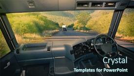  Presentation with self driving - Amazing presentation theme having commercial-truck-without-a-driver backdrop and a wine colored foreground