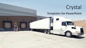  Presentation with truck - PPT theme featuring commercial vehicles - heavy goods truck at loading background and a light blue colored foreground