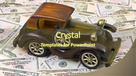  Presentation with joint venture crowdfunding money business - Amazing slides having commercial vehicles - toy retro car on money backdrop and a tawny brown colored foreground