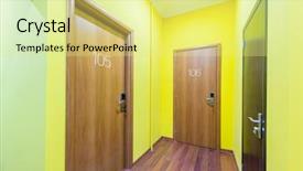  Presentation with tourism hotel lobby - PPT layouts with commerical carpet - hotel lobby corridor with modern background and a blonde colored foreground