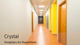  Presentation with tourism hotel lobby - Cool new slide deck with commerical carpet - hotel lobby corridor with modern backdrop and a coral colored foreground