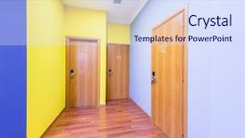  Presentation with lobby - Beautiful presentation theme featuring commerical carpet - hotel lobby corridor with modern backdrop and a sky blue colored foreground
