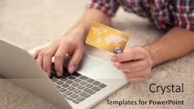  Presentation with elderly care helping hands - PPT layouts with commerical carpet - man hands using credit card background and a  colored foreground