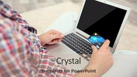  Presentation with credit card - Amazing PPT layouts having commerical carpet - man hands using credit card backdrop and a  colored foreground