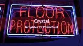  Presentation with 80s era neon lights sign - PPT layouts consisting of commerical carpet - neon sign series floor protection background and a  colored foreground