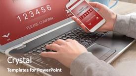  Presentation with online payment - Audience pleasing slide deck consisting of commers and making mobile payment backdrop and a coral colored foreground